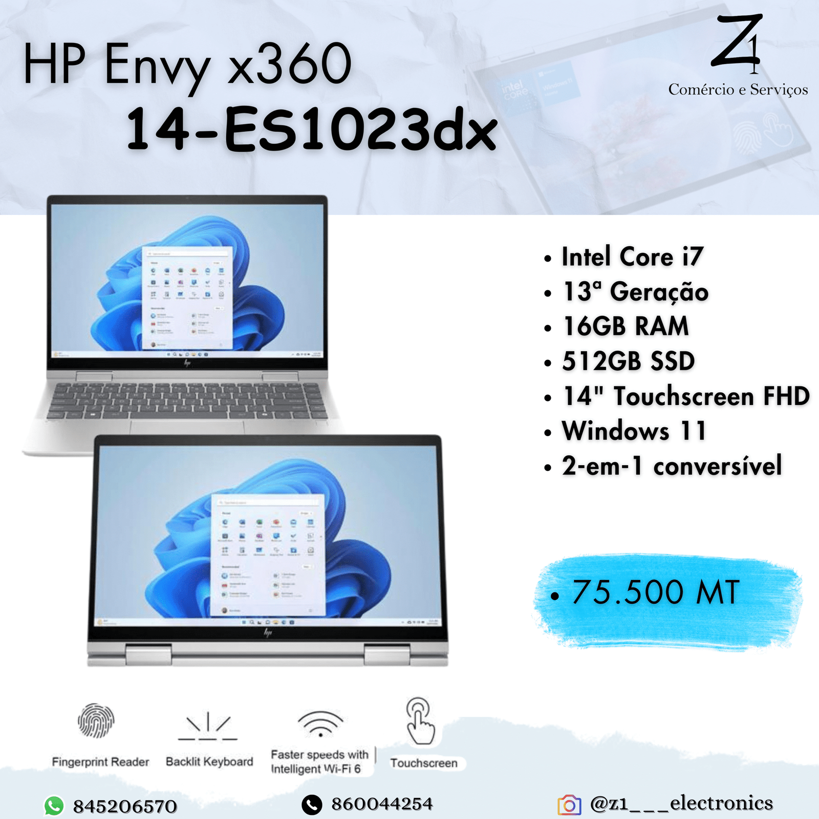 HP Envy x360 14-ES1023dx Core 7 150U 16GB Ram 512GB SSD 14” Touch Screen win11 flyer