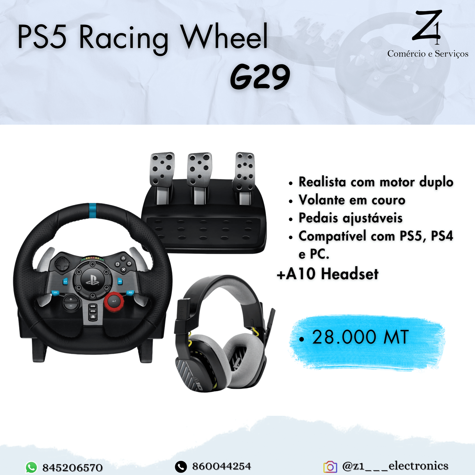 PS5 Racing wheel volarte G29+A10 Headset flyer