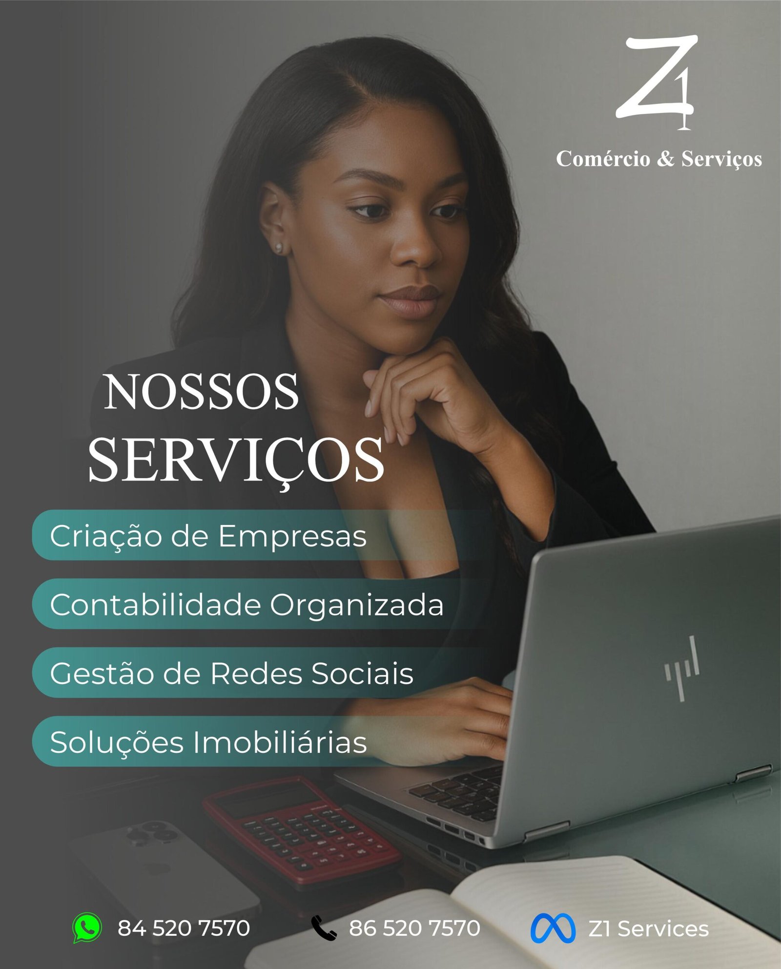 flyer serviços- mulher blue